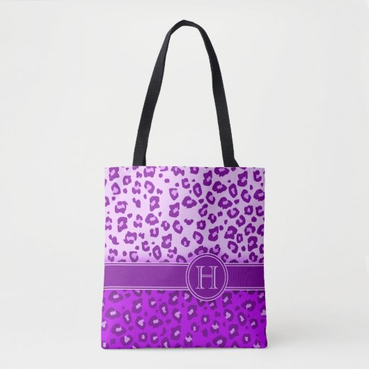 Paars monogram handschrift tote bag (Voorkant)