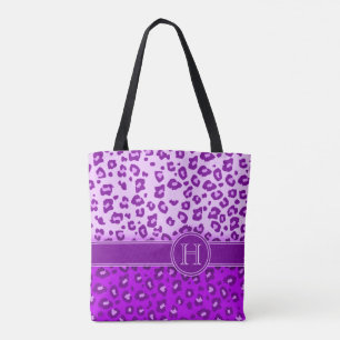 Paars monogram handschrift tote bag