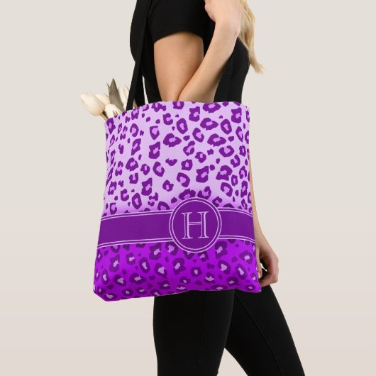Paars monogram handschrift tote bag (Dichtbij)