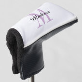 Paars monogram Initiaal en naam op maat Golfheadcover (3/4 voorkant)