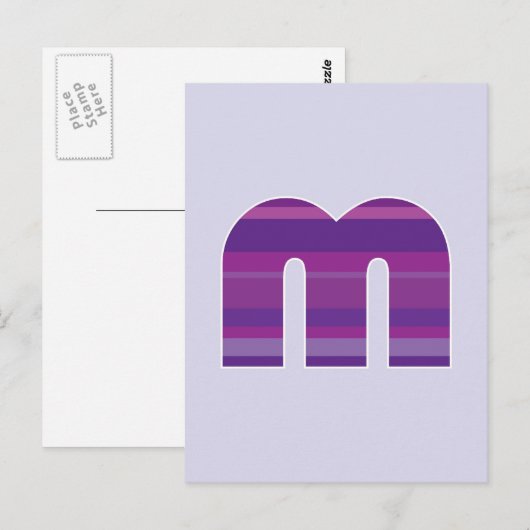 Paars monogram - letter M Briefkaart (Voorkant / Achterkant)