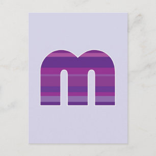 Paars monogram - letter M Briefkaart
