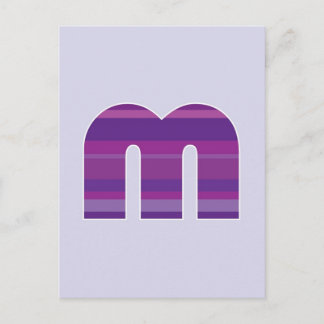 Paars monogram - letter M Briefkaart