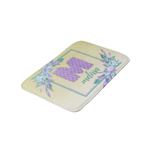 Paars Monogram Mermaid Scales Waterverf Ombre Badmat (Gekanteld)