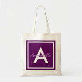 Paars monogram op persoonlijke titel tote bag (Voorkant)