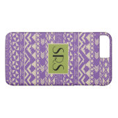 Paars monogram patroonmonogram Case-Mate iPhone case (Achterkant (Horizontaal))