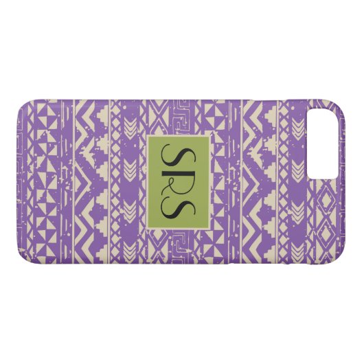 Paars monogram patroonmonogram Case-Mate iPhone case (Achterkant (Horizontaal))