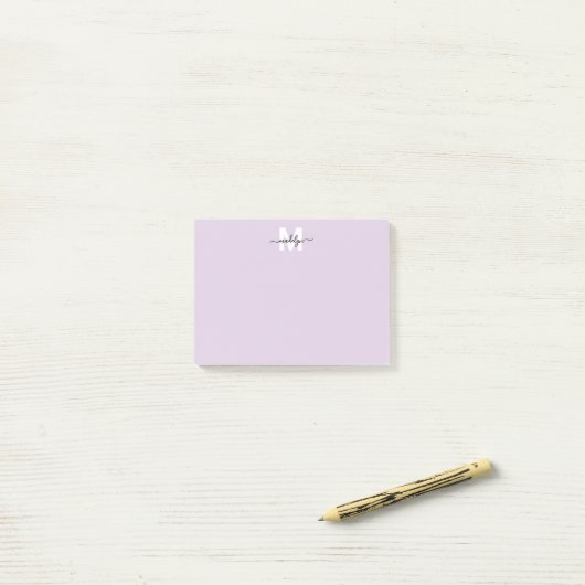 Paars Monogram Post-it® Notes (Op bureau)