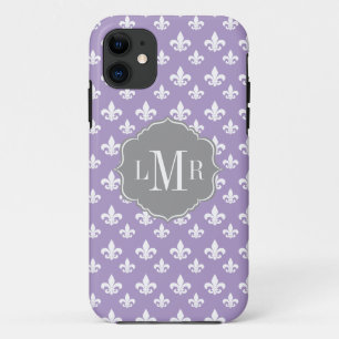 Paars monogram van het patroonmonogram iPhone 11 hoesje