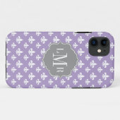 Paars monogram van het patroonmonogram Case-Mate iPhone case (Achterkant (horizontaal))