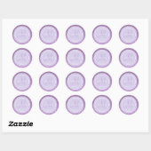 Paars monogram voor Glitter en Lavender Weddenscha Ronde Sticker (Vel)