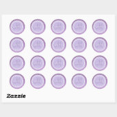 Paars monogram voor Glitter en Lavender Weddenscha Ronde Sticker (Vel)