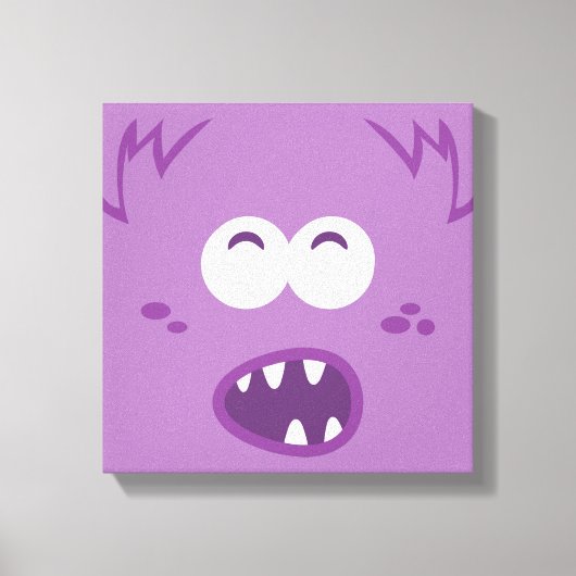 Paars Monster Face Wrapped Canvas (Voorkant)