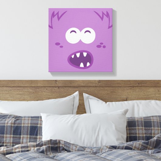 Paars Monster Face Wrapped Canvas (Insitu (Slaapkamer))