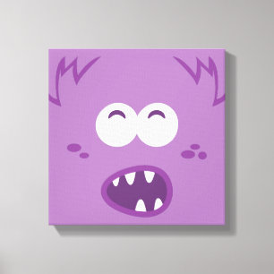 Paars Monster Face Wrapped Canvas Afdruk