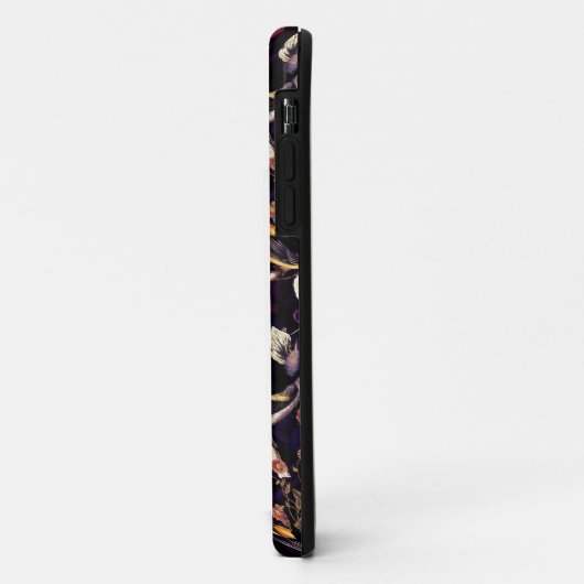 Paars Moody Floral Antiek vogelpatroon Case-Mate iPhone Case (Achterkant/links)