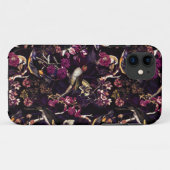 Paars Moody Floral Antiek vogelpatroon Case-Mate iPhone Case (Achterkant (horizontaal))
