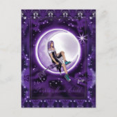 Paars Moon Child Briefkaart (Voorkant)