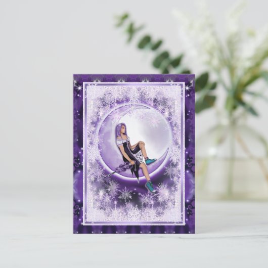 Paars Moon Child Briefkaart (Staand voorkant)