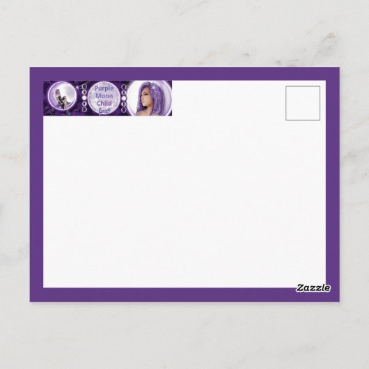 Paars Moon Child Briefkaart (Achterkant)