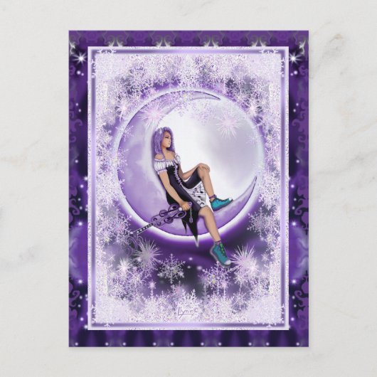 Paars Moon Child Briefkaart (Voorkant)