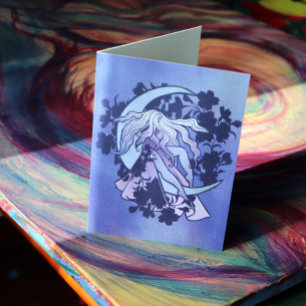 Paars Moon Goddess Wiccan Triple Moon Symbol Art Kaart