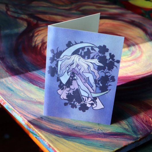 Paars Moon Goddess Wiccan Triple Moon Symbol Art Kaart