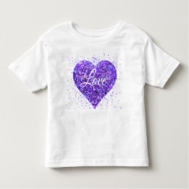 Paars mousserend hart, liefje glitter valentijn kinder shirts