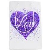 Paars mousserend hart, liefje glitter valentijn medium cadeauzakje (Voorkant)