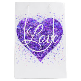 Paars mousserend hart, liefje glitter valentijn medium cadeauzakje