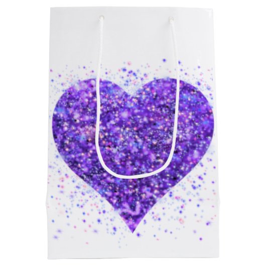 Paars mousserend hart, liefje glitter valentijn medium cadeauzakje (Achterkant)