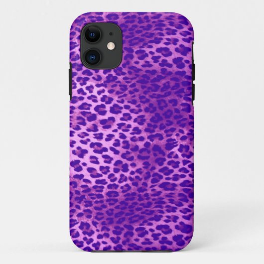Paars-Multi-Leopard Print iPhone Case (Achterkant)