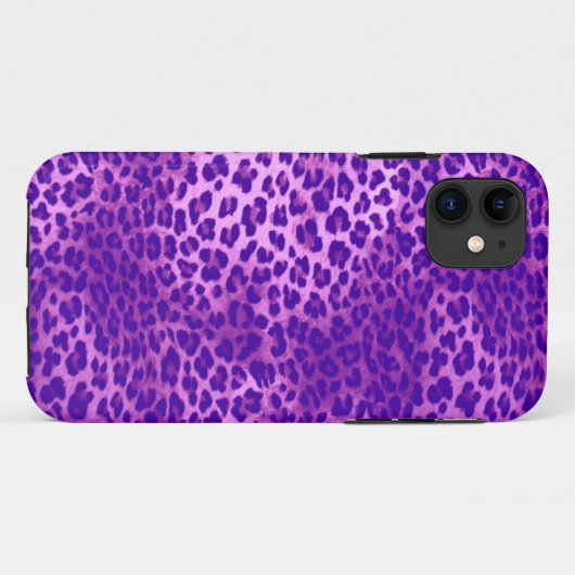Paars-Multi-Leopard Print iPhone Case (Achterkant (horizontaal))