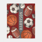 Paars Multi Sport Aangepaste Naam Initialen Fleece Deken (Voorkant)