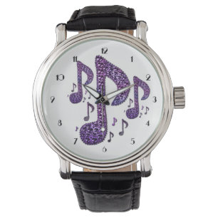Paars Muzieknoten van de spits Horloge