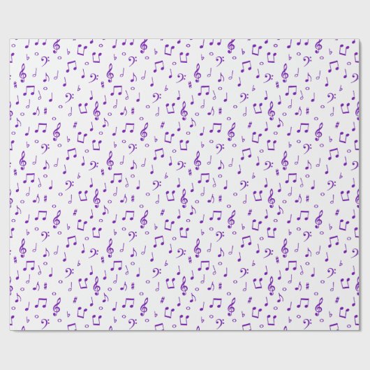 Paars muziekpatroon cadeaupapier (Vlak)