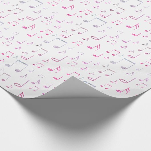 paars muziekpatroon cadeaupapier (Hoek)