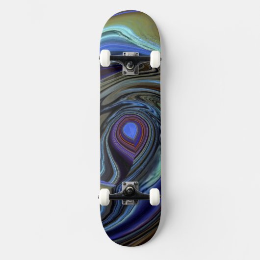 Paars N Gold Feather Abstract Skateboard (Voorkant)