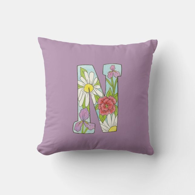 Paars N Pillow Iris, madeliefje, roos Kussen (Voorkant)