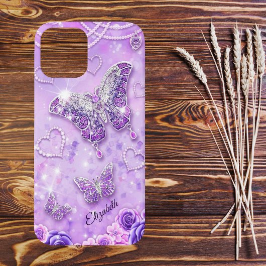 Paars n Roze Butterflies en Harten Case-Mate iPhone Case