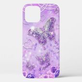 Paars n Roze Butterflies en Harten Case-Mate iPhone Case (Achterkant)