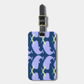 Paars Narwahls-patroon Bagagelabel (Voorkant verticaal)