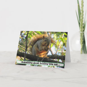 Paar's Naughty Squirrel Holding Nut Humor Card Kaart
