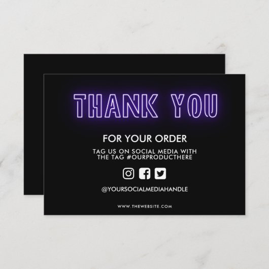 Paars Neon Bord Bedankt Media Inzet (Voorkant / Achterkant)