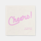 Paars neon Cheers Persoonlijke Trouwdag Servet (Voorkant)