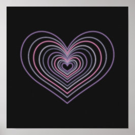 Paars Neon Hart Muurkunst Poster