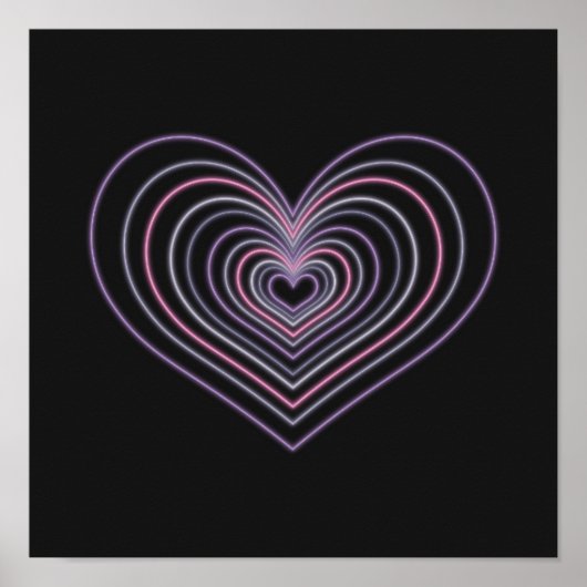 Paars Neon Hart Muurkunst Poster (Voorkant)