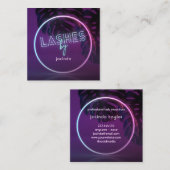 Paars Neon Lashes Business Square Visitekaartje (Voorkant / Achterkant)