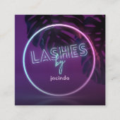 Paars Neon Lashes Business Square Visitekaartje (Voorkant)