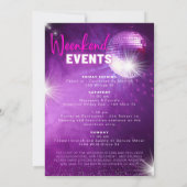 Paars Neon Roze Laatste Disco Meidenavond Weekend Kaart (Achterkant)
